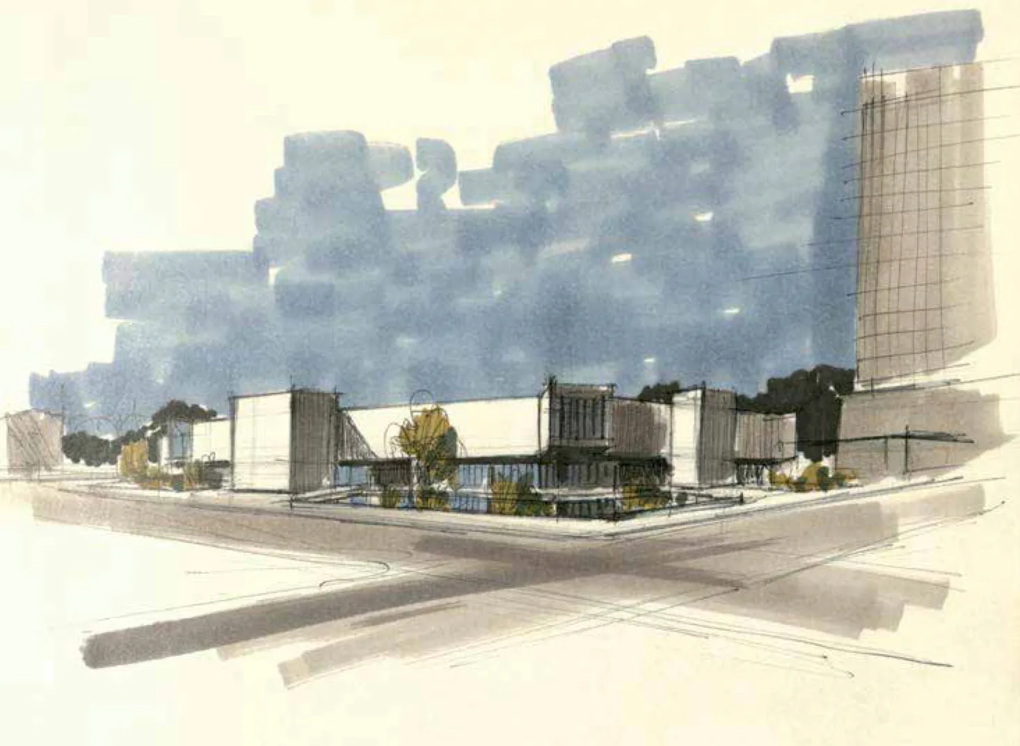 Rendering of façade.